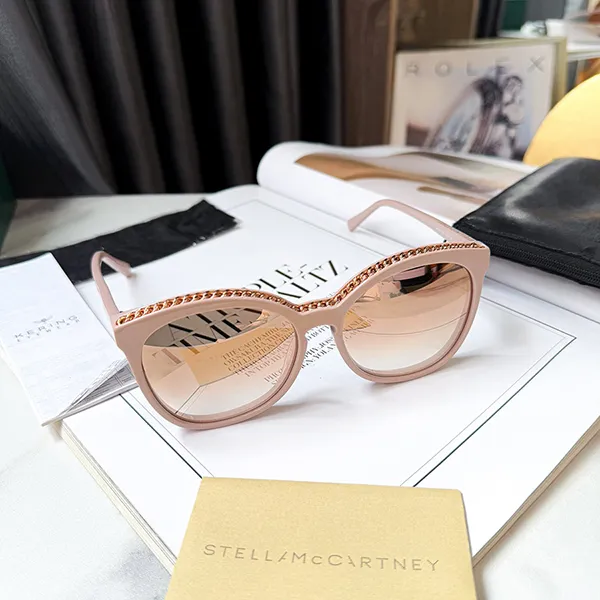 Kính Mát Nữ Stella McCartney Chain Pink Glasses Màu Hồng Nude