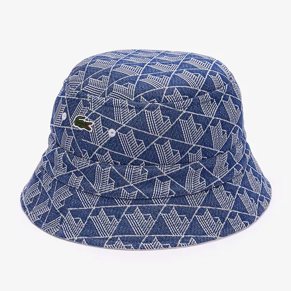 Mũ Lacoste Reversible Signature Monogram Jacquard Bucket Hat RK7593 QIE Màu Xanh Blue Size M