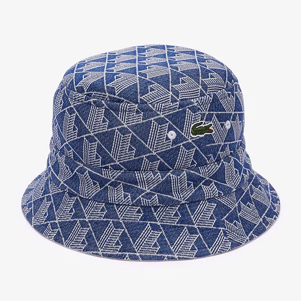 Mũ Lacoste Reversible Signature Monogram Jacquard Bucket Hat RK7593 QIE Màu Xanh Blue Size M