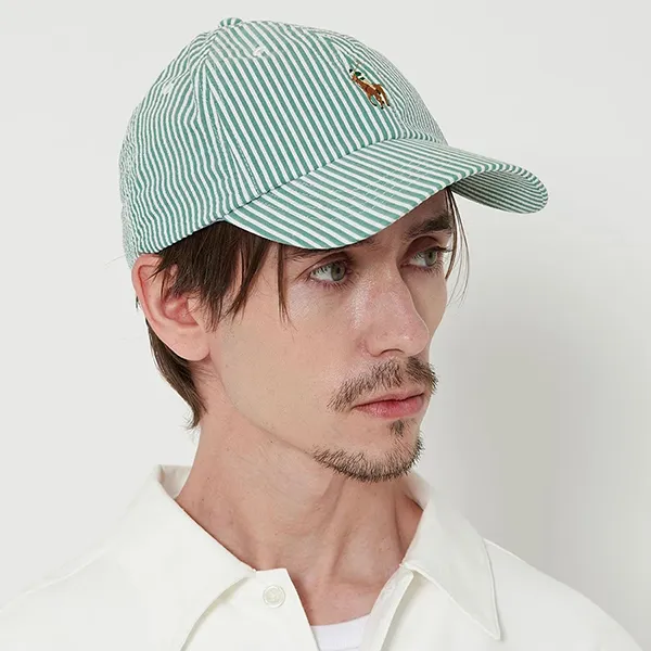 Mũ Ralph Lauren Cotton Seersucker Green Striped Cap Raft Green Màu Xanh Lá Size 59