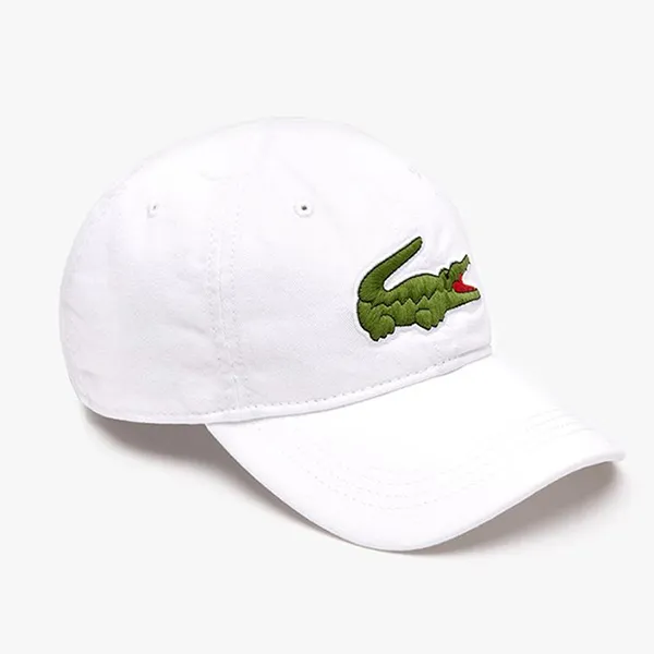 Mũ Unisex Lacoste Contrast Strap And Oversized Crocodile Cap RK4711 Màu Trắng