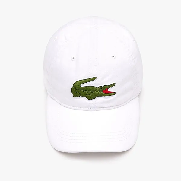 Mũ Unisex Lacoste Contrast Strap And Oversized Crocodile Cap RK4711 Màu Trắng