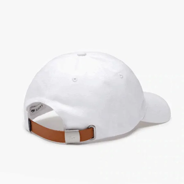 Mũ Unisex Lacoste Contrast Strap And Oversized Crocodile Cap RK4711 Màu Trắng