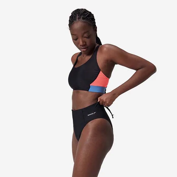 Quần Bơi Nữ Speedo Solid Hi Waist Swim Bottom - Black Màu Đen Size L