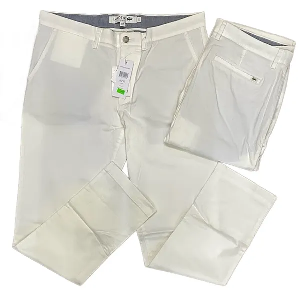 Quần Dài Nam Lacoste Classic Slim Fit Stretch Cotton Trousers White Màu Trắng Size 30