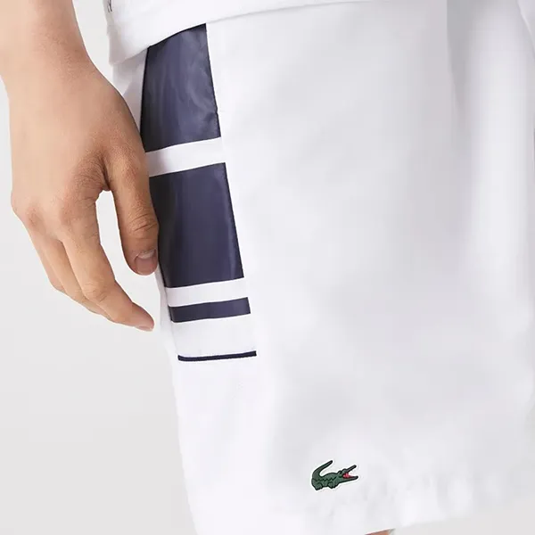 Quần Short Nam Lacoste Men's Sport Printed Side Bands GH0876 Màu Trắng Đen Size 3
