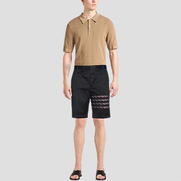 Quần Short Nam Thom Browne Blue Cotton Icon 4-Bar Chino Trouser MTU290A 03788 415 Màu Đen Size 2