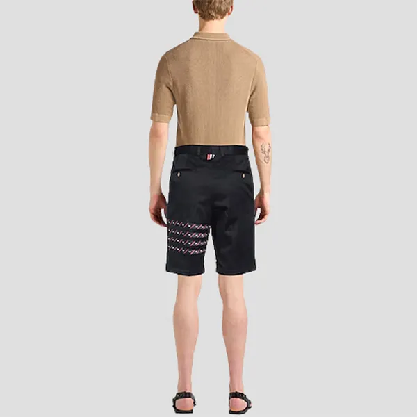 Quần Short Nam Thom Browne Blue Cotton Icon 4-Bar Chino Trouser MTU290A 03788 415 Màu Đen Size 2