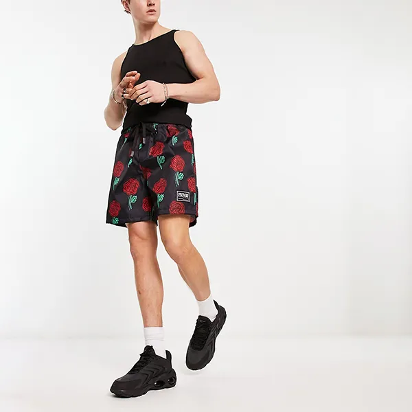 Quần Short Nam Versace Jeans Couture Roses In Black Màu Đen Size 46