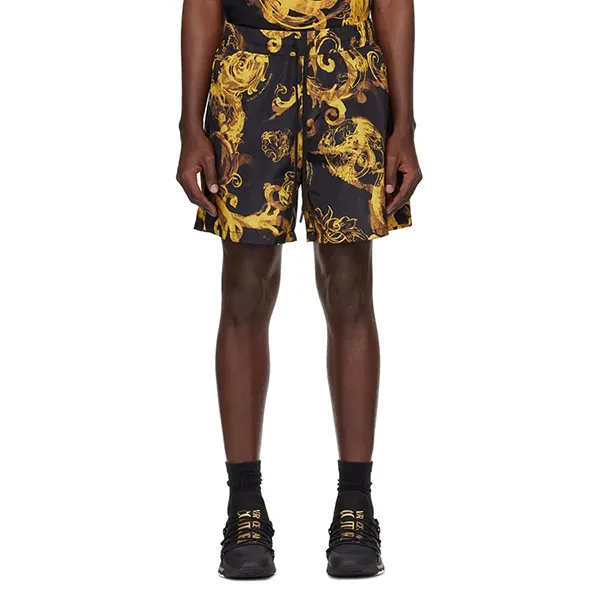 Quần Short Nam Versace Jeans Couture Watercolor Couture Màu Đen Vàng Size 46