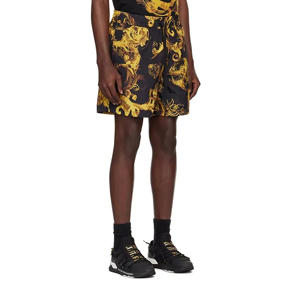 Quần Short Nam Versace Jeans Couture Watercolor Couture Màu Đen Vàng Size 46