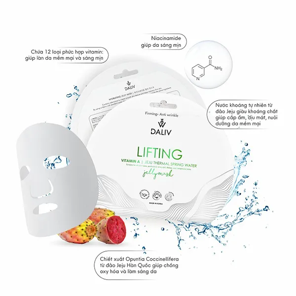 Set 10 Miếng Mặt Nạ Nâng Cơ Và Trẻ Hóa Làn Da Daliv Lifting Vitamin A Jeju Thermal Spring Water 30g