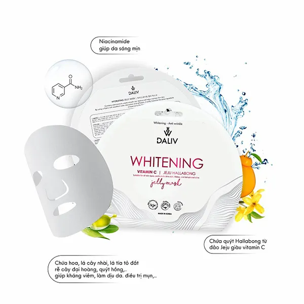 Set 10 Miếng Mặt Nạ Trắng Da, Dưỡng ẩm Và Sáng Da Daliv Whitening Vitamin C Jeju Hallabong Jelly Mask 30g