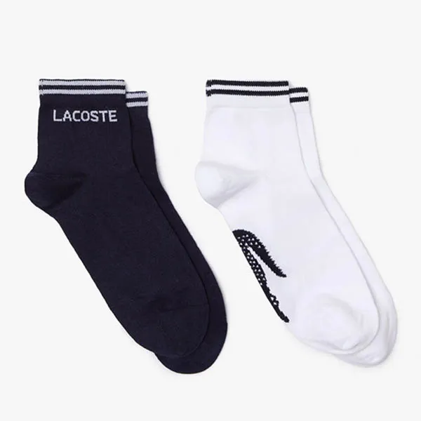 Set 2 Đôi Tất Unisex Lacoste Sport Low Cotton Sock 2 Pack RA4187-525 Màu Xanh/ Trắng