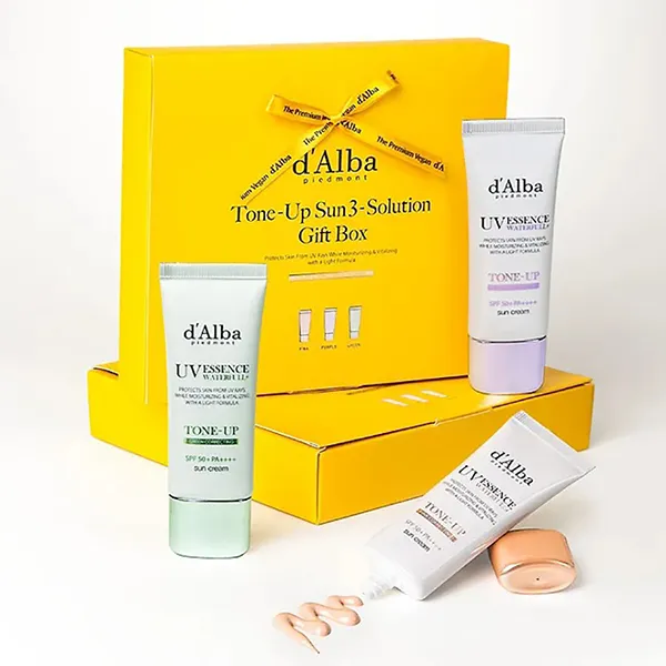 Set 3 Kem Chống Nắng Nâng Tone D'Alba Tone UP Sun3 Solution Gif Box