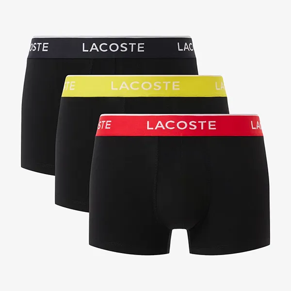 Set 3 Quần Lót Nam Lacoste 3-Pack Stretch Cotton Trunks 5H1297 BIS Màu Đen Size S