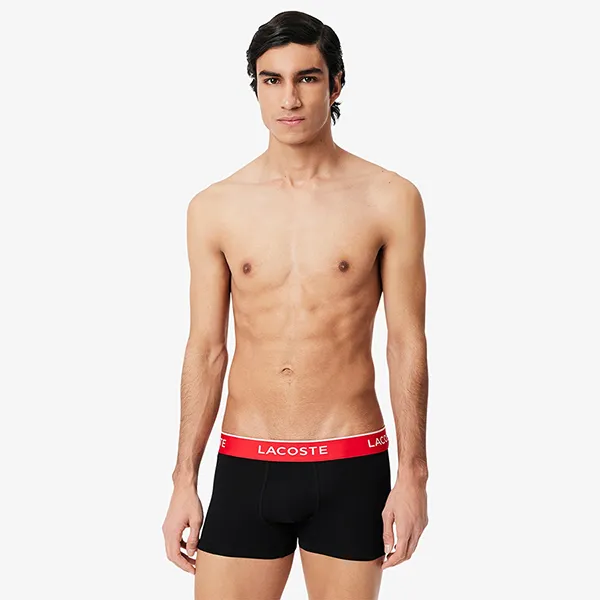 Set 3 Quần Lót Nam Lacoste 3-Pack Stretch Cotton Trunks 5H1297 BIS Màu Đen Size S