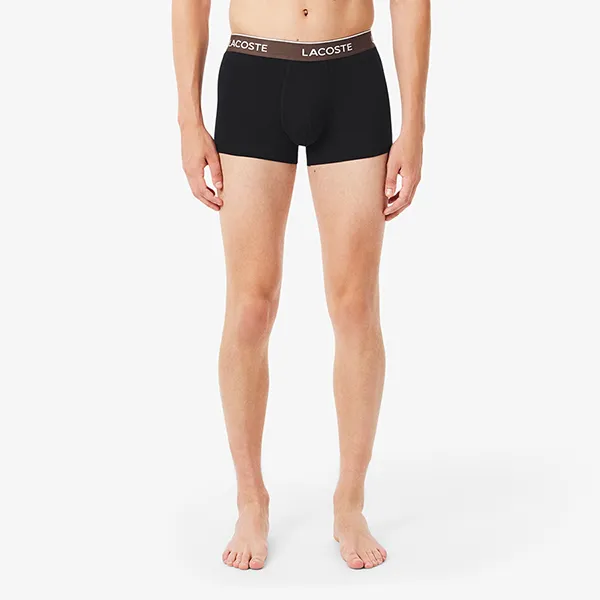 Set 3 Quần Lót Nam Lacoste 3-Pack Stretch Cotton Trunks 5H1297 I3W Màu Đen Size S