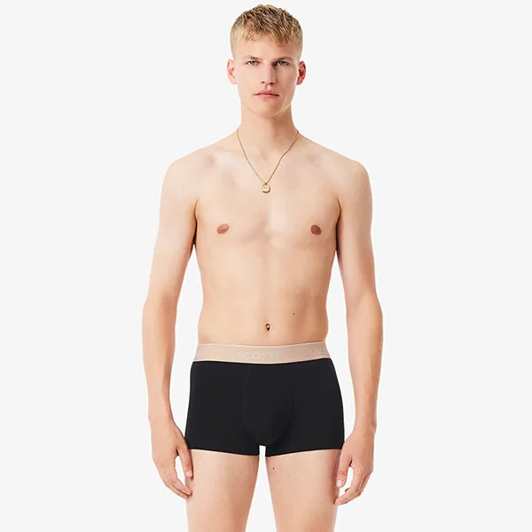 Set 3 Quần Lót Nam Lacoste 3-Pack Stretch Cotton Trunks 5H1297 I3W Màu Đen Size S