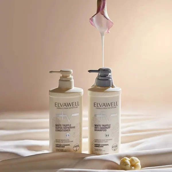 Set Dầu Gội Và Xả Hỗ Trợ Giảm Gàu, Siêu Suôn Mượt Elvawell White Truffle (500ml x 2)