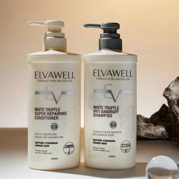 Set Dầu Gội Và Xả Hỗ Trợ Giảm Gàu, Siêu Suôn Mượt Elvawell White Truffle (500ml x 2)