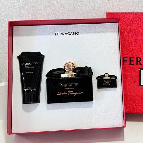 Set Nước Hoa Nữ Salvatore Ferragamo Signorina Misteriosa EDP (100ml + Mini 5ml + Dưỡng Thể 50ml)