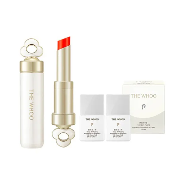 Set Son Dưỡng Và Kem Nền Kiêm Chắn Nắng The Whoo Royal Special (Lip Glow Balm 52 Peony Coral + Brightening UV Protective BB Cream SPF50+/PA+++) 3 Món
