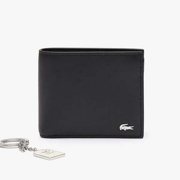 Set Ví + Móc Khóa Nam Lacoste Wallet Keychain Gift NH4480FG 000 Black Màu Đen