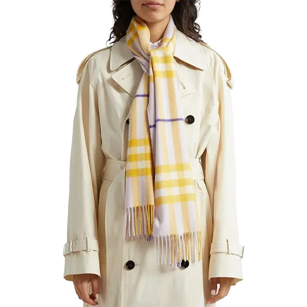 Khăn Choàng Burberry Giant Check Cashmere Scarf Màu Tím Vàng