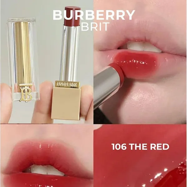 Son Dưỡng Burberry Brit Shine Lipstick 106 The Red Màu Đỏ