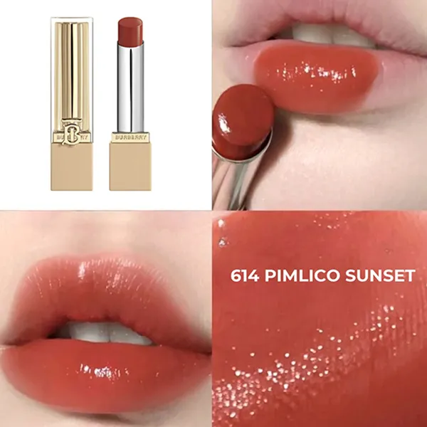 Son Dưỡng Burberry Brit Shine Lipstick 614 Pimlico Sunset Màu Đỏ Cam