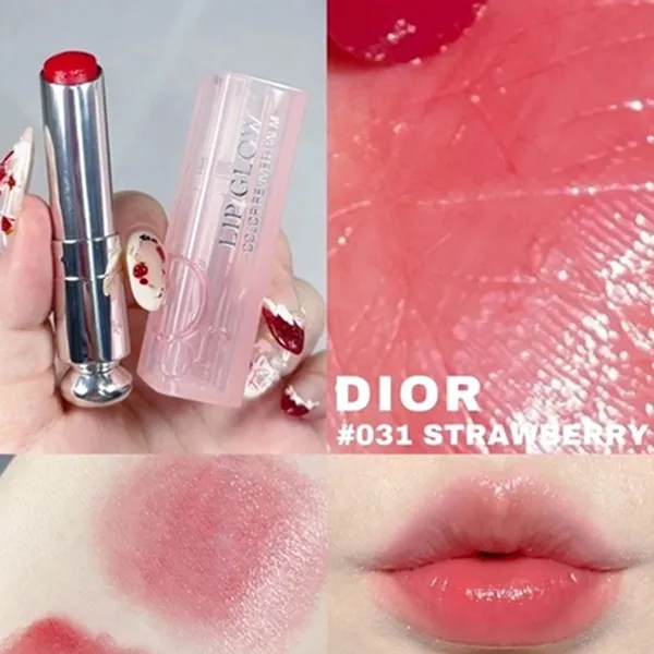 Son Dưỡng Dior Addict Lip Glow Color Balm 031 Strawberry Màu Đỏ Dâu