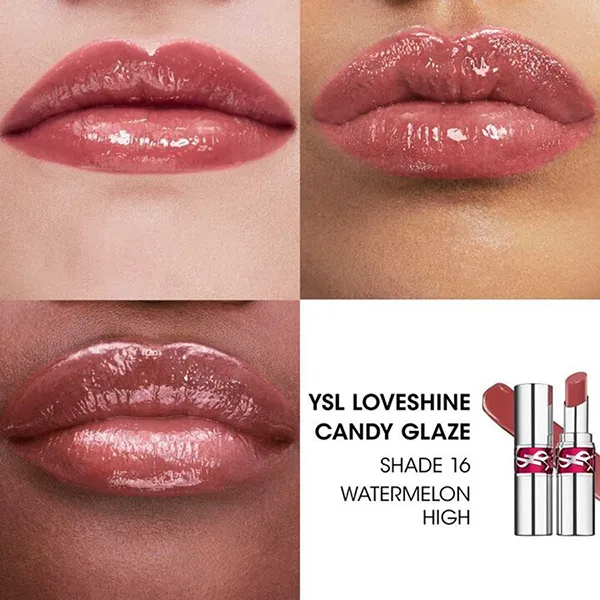 Son Dưỡng YSL Loveshine Candy Glaze Lipstick 16 Watermelon High Màu Hồng Nâu