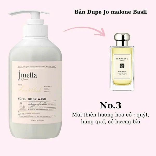 Sữa Tắm Hương Nước Hoa Jmella In France No.03 Lime & Basil Body Wash 500ml
