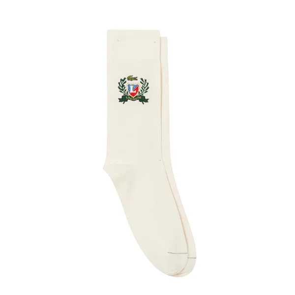 Tất Unisex Lacoste Shield Accent RA9313 51 XFJ Màu Kem Size 39-42