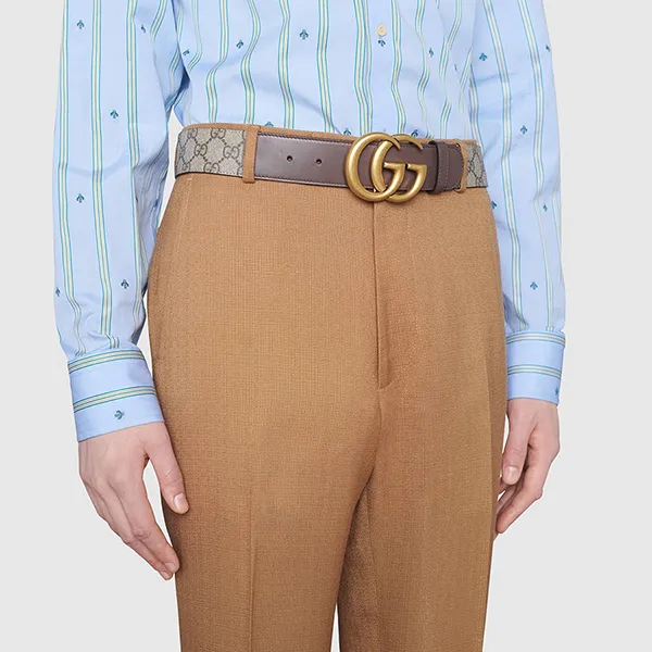 Thắt Lưng Gucci Calf Matt GG Marmont Mono Belt 400593 92TLT 8358 Bản 4cm Màu Nâu Be Size 70