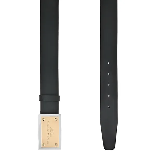 Thắt Lưng Nam Dolce & Gabbana D&G Calfskin Belt BE1547-AD9868 0999 Màu Đen - Vàng Size 90