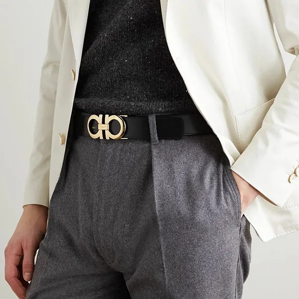 Thắt Lưng Nam Salvatore Ferragamo Leather Belt Màu Đen Size 110 (Bản 3.5cm)
