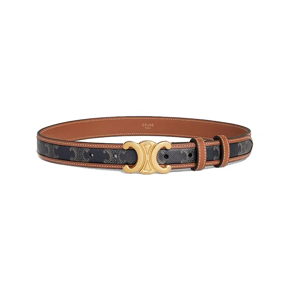 Thắt Lưng Nữ Celine Triomphe Belt in Triomphe Canvas And Calfskin 2.5cm Màu Nâu Size 80