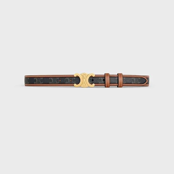 Thắt Lưng Nữ Celine Triomphe Belt in Triomphe Canvas And Calfskin 2.5cm Màu Nâu Size 80