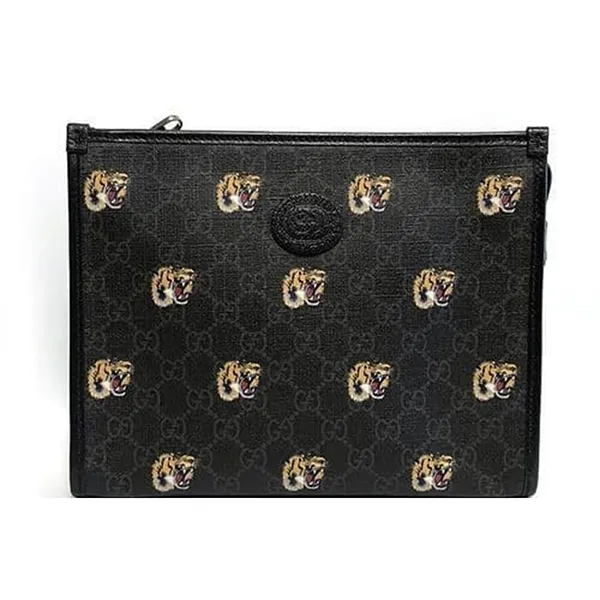 Túi Cầm Tay Nam Gucci GG Tiger Clutch Bag 672956 U3IAF 1058 Màu Đen