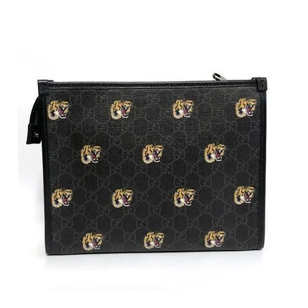Túi Cầm Tay Nam Gucci GG Tiger Clutch Bag 672956 U3IAF 1058 Màu Đen