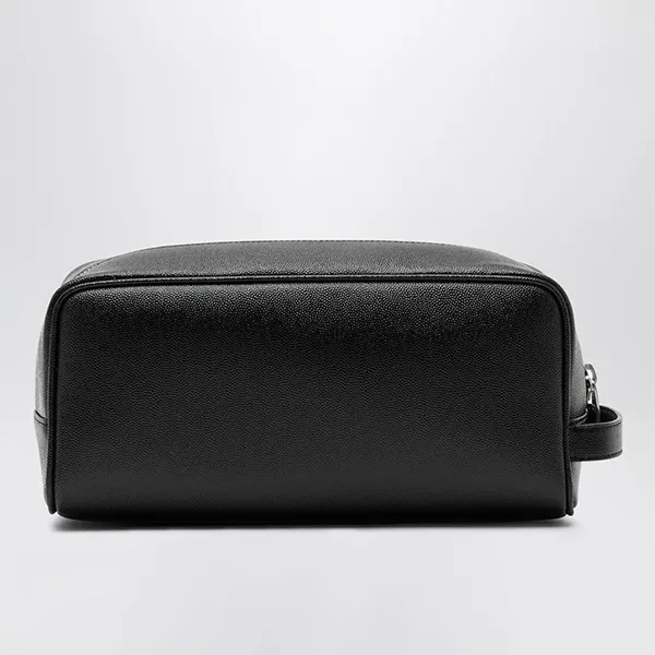 Túi Cầm Tay Nam Yves Saint Laurent YSL Black Grained Leather Beauty Case Màu Đen