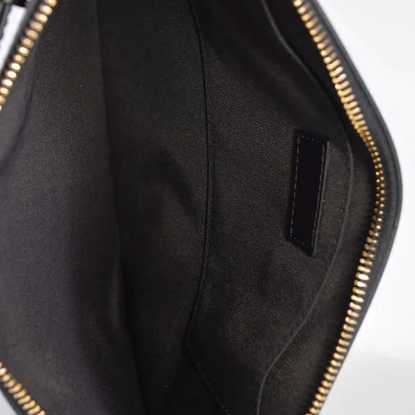 Túi Cầm Tay Nam Versace Leather Gianni Script Medusa Head Logo Large Wristlet Purse Màu Đen