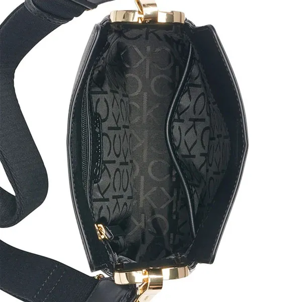 Túi Đeo Chéo Nữ Calvin Klein CK Fay Signature Adjustable Magnetic Top Closure -Brown KHK White Màu Nâu