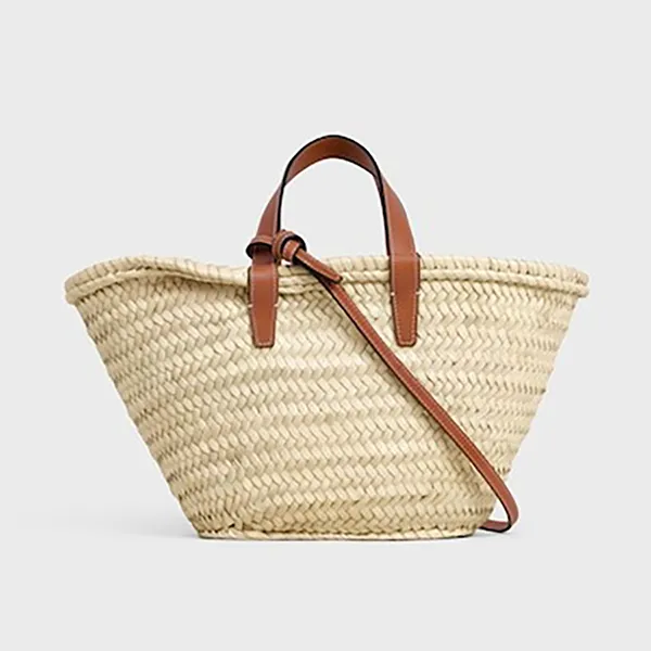 Túi Đeo Chéo Celine Cói Teen Celine Classic Panier In Palm Leaves And Calfskin Màu Kem Nâu