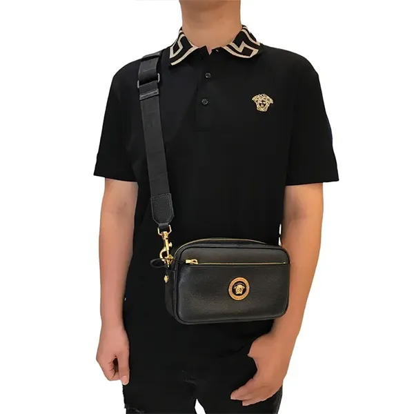 Túi Đeo Chéo Versace Medusa 2Way Leather Shoulder Bag Màu Đen