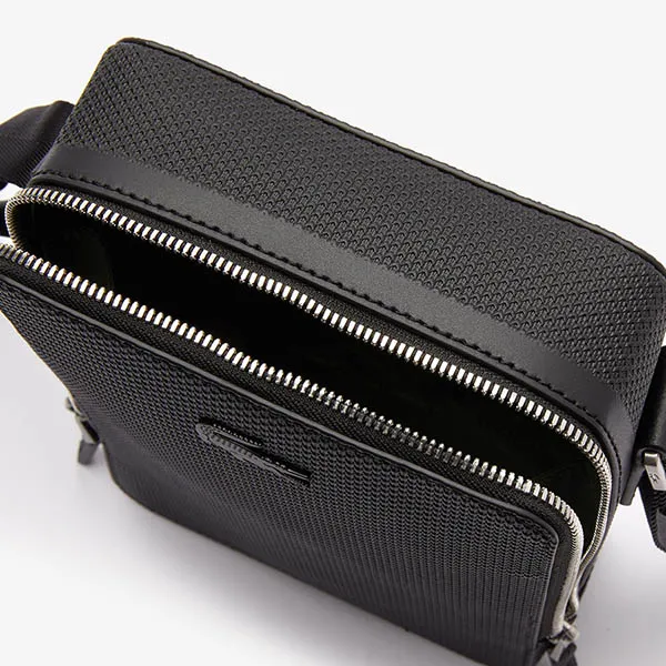 Túi Đeo Chéo Nam Lacoste Chantaco Pique Leather NH3271CE 000 Màu Đen