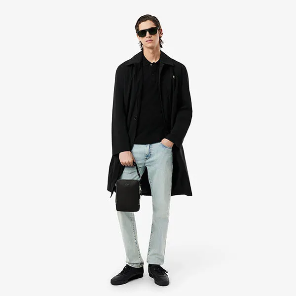 Túi Đeo Chéo Nam Lacoste Chantaco Pique Leather NH3271CE 000 Màu Đen