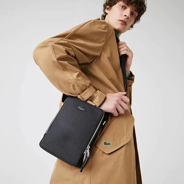 Túi Đeo Chéo Nam Lacoste Chantaco Pique Leather NH3271CE 000 Màu Đen